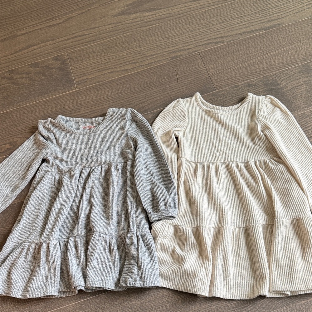Cat & Jack Gray and Cream Casual Kids Dresses- size 5t